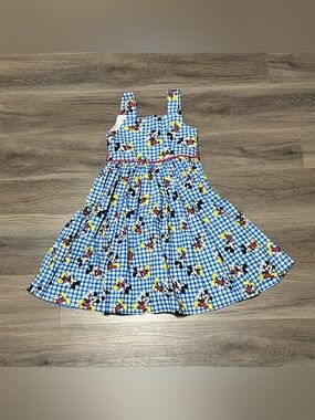 Disney Mickey Mouse Girls *4T/5T Dress Blue Gingham Red Bow Handmade Ruffle
